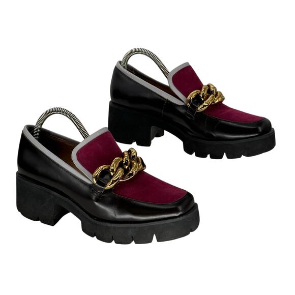 ALL BLACK Womens Chunk Links Lady Lugg Loafer EU 37.5 US 6 Purple Black Classic - Picture 5 of 12